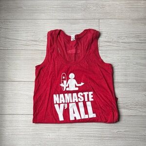 Next Level Apparel Red Namaste Y'All Tank - S